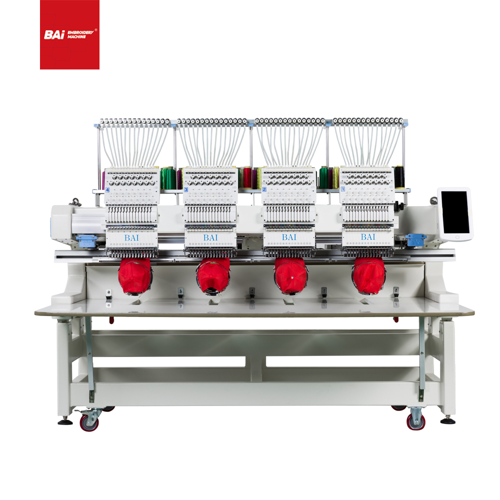 BAI Digital Four Heads High Speed Cap T-shirt Flat Embroidery Machine with Professional Service