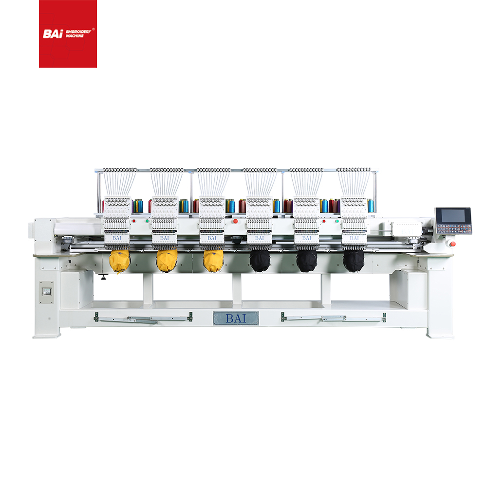 BAI Industrial High Speed 400*450mm Six Heads Computerized Cap Embroidery Machine 