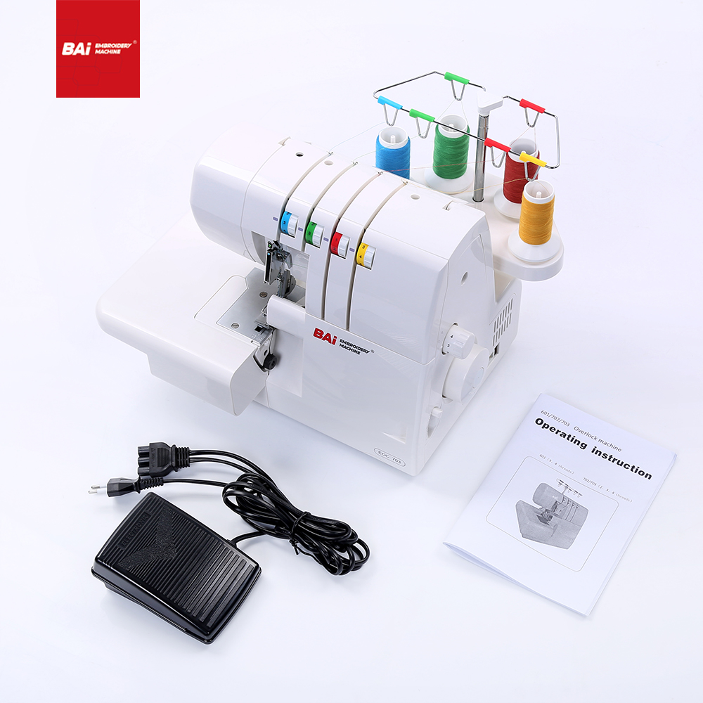 BAI Factory Price Mini Overlock Sewing Machine Single/double Needles for 3/4 Threads/cover Stitch