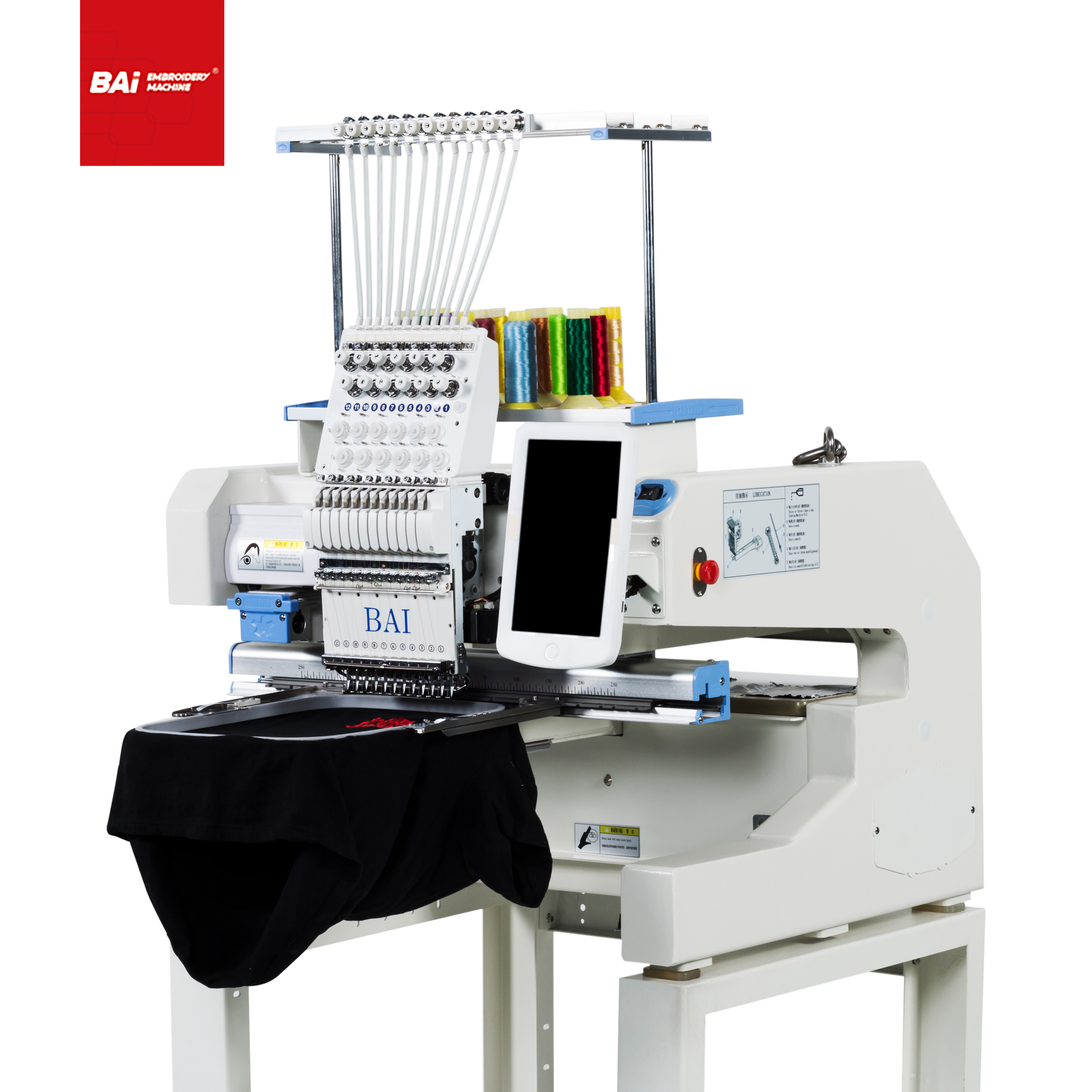 BAI Single Head 12 Needle 1200 Rpm Computerized Embroidery Machines for Cap Tshirt