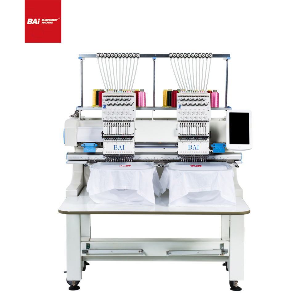 BAI High Performance Double Heads Hat Flat Computer 12 Colors Embroidery Machine