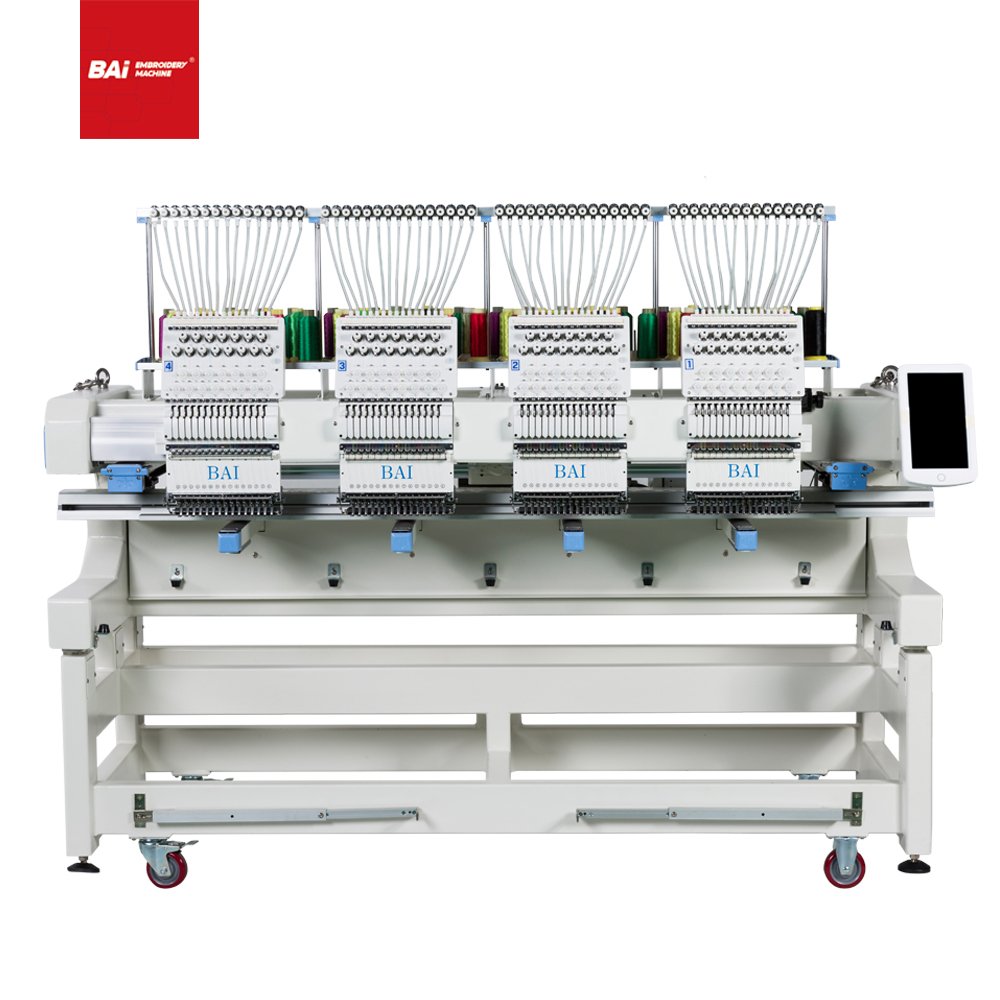 BAI Large Area High Speed Four Head Computerized Embroidery Machine for Cap T-shirt Flat