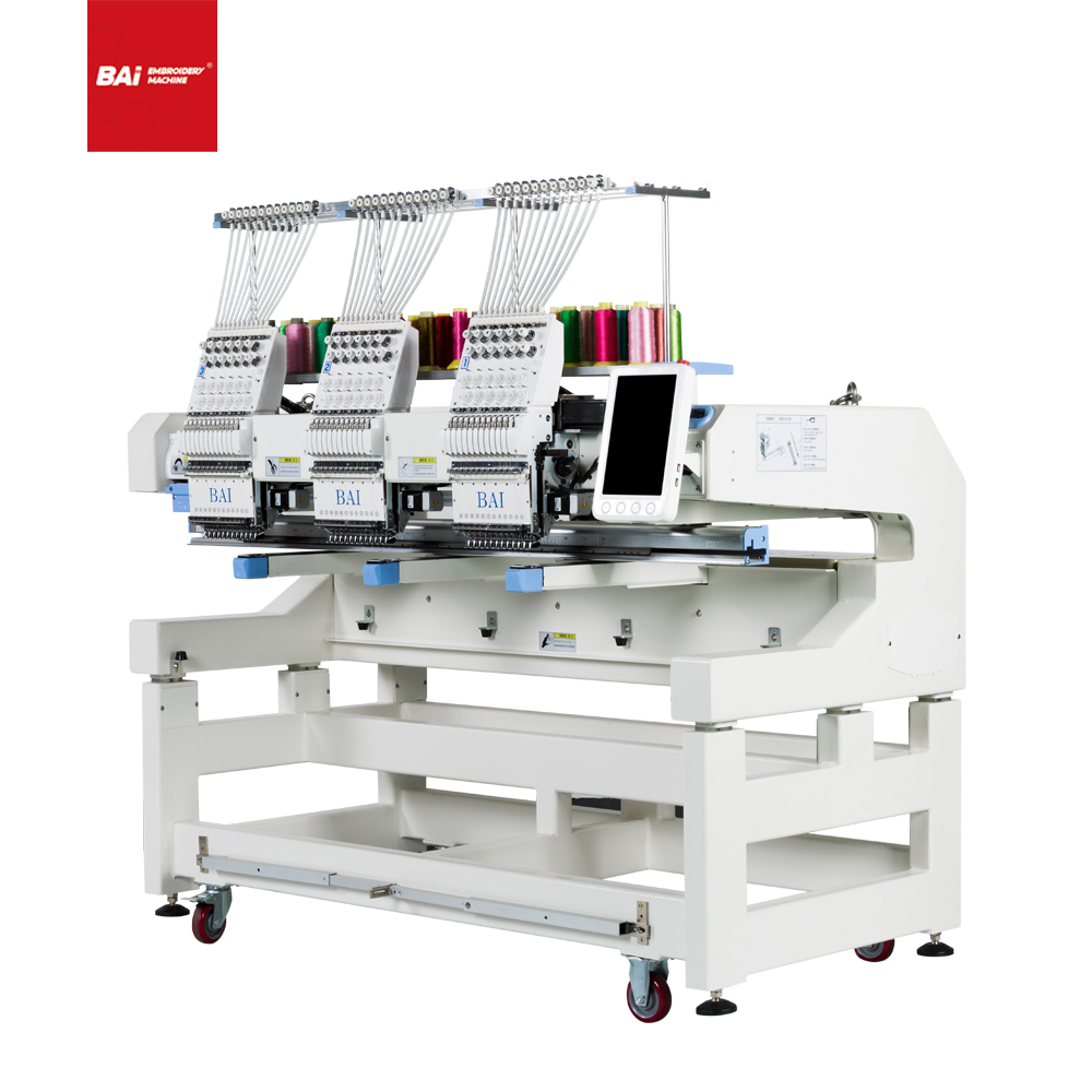 BAI Computerized Operation New Three Heads Embroidery Machines for Cap T-shirt Flat