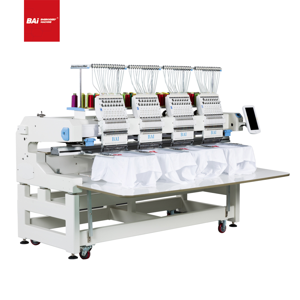 BAI Automatic Computer Four Head Cap T-shirt Flat Embroidery Machine for Factory