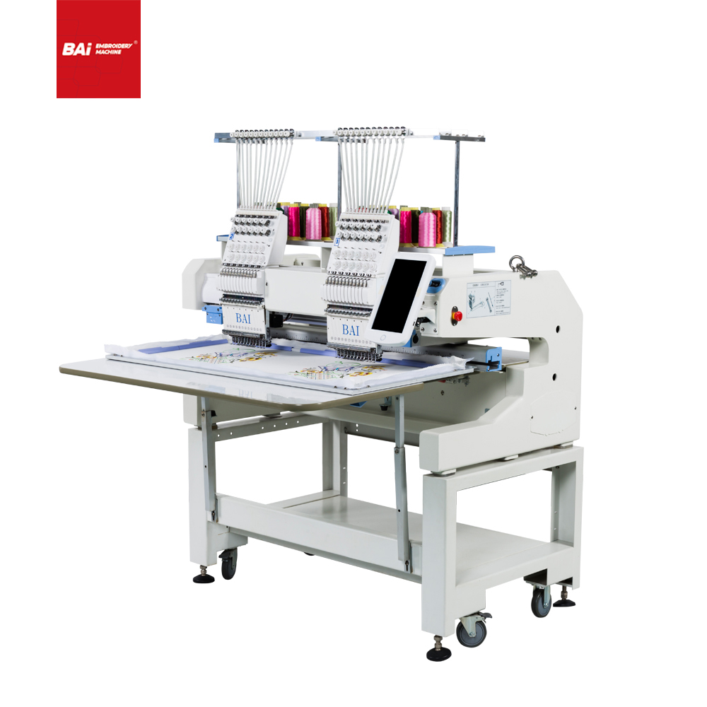 BAI 400mm*500mm Two Head Computerized Embroidery Machine for Hat T-shirt Flat Embroidery