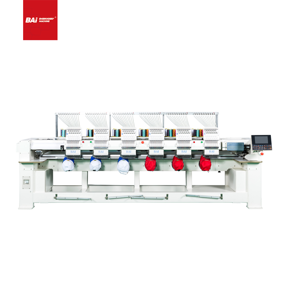 BAI Industrial High Speed Six Heads Computerized Cap Embroidery Machine for Factory