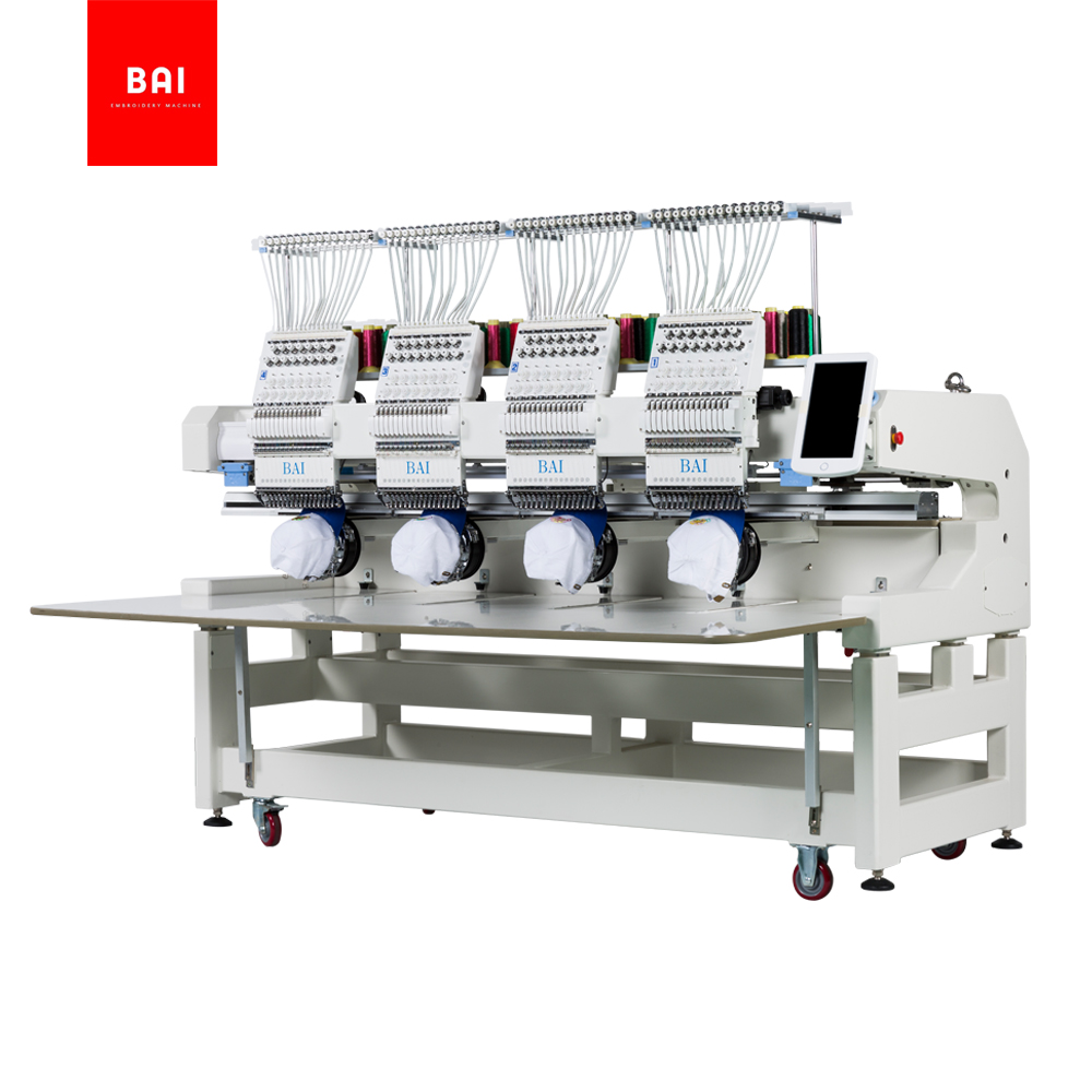 BAI 4 Heads 12 Needles Computerized Industrial Embroidery Machine for Hat Tshirt Cap